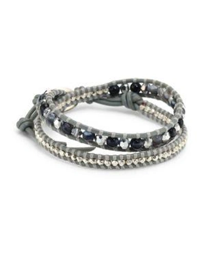 Shop Chan Luu Grey Banded Agate Mix Double-wrap Bracelet