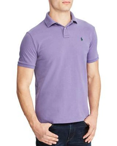 Shop Polo Ralph Lauren Weathered Mesh Custom Slim Fit Polo Shirt In Seville Purple