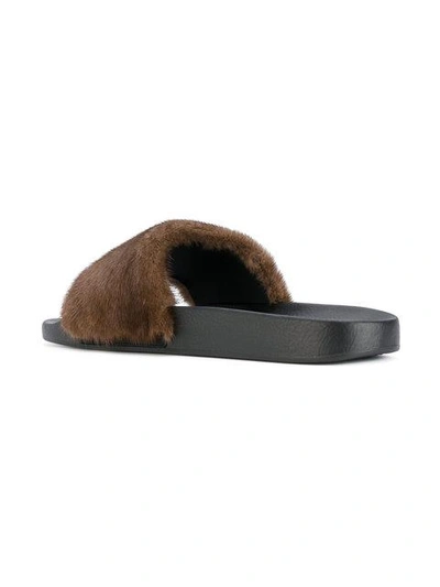 Shop Givenchy Mink Fur Slides In Brown
