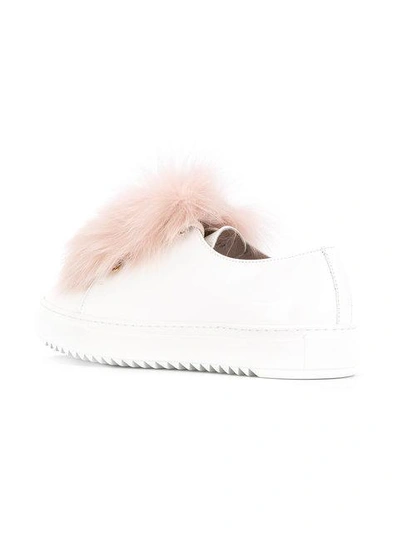 Shop Mr & Mrs Italy Fur Trim Sneakers In White