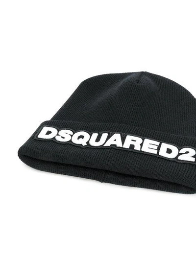 Shop Dsquared2 Logo Knitted Beanie In Black