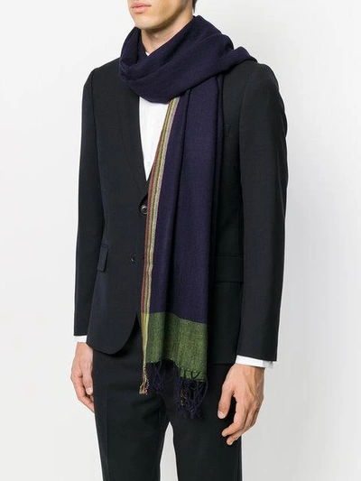 Shop Paul Smith Woven Fringed Scarf