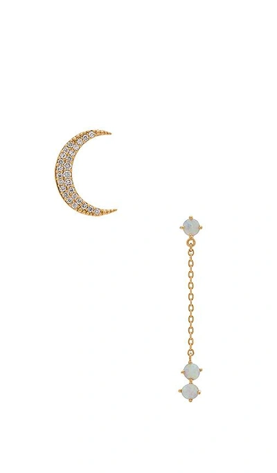 Shop Wanderlust + Co Crescent Gold & Opal Drop Earring