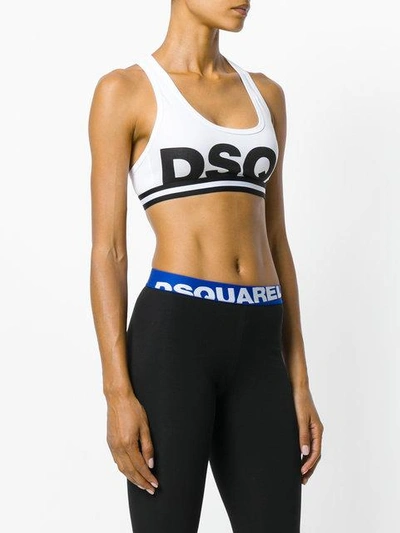 Shop Dsquared2 Logo Sports Bra In White