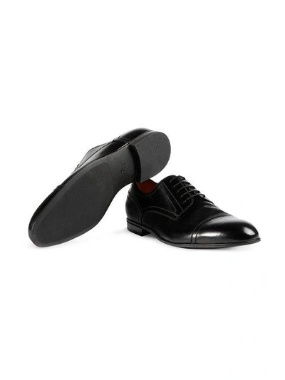 Shop Gucci Leather Lace-up With Web In 1060 Black