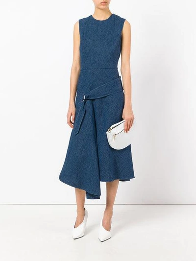 Shop Victoria Beckham Asymmetric Draped Dress - Blue