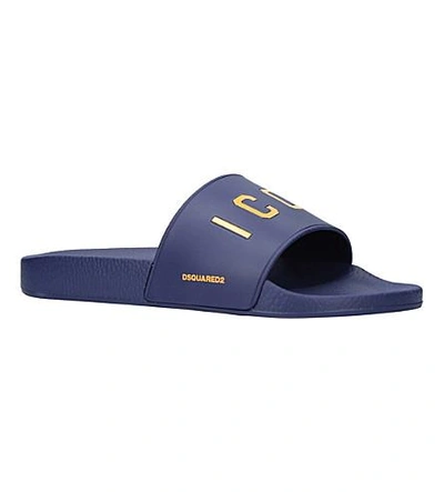 Shop Dsquared2 Icon Pool Rubber Sliders In Blue Other