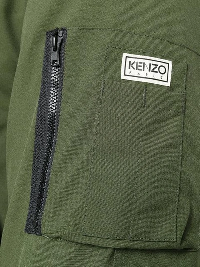 Shop Kenzo Raccoon Fur Trim Hooded Coat In Green