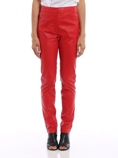 Shop Loewe Slim Fit Trousers In Red