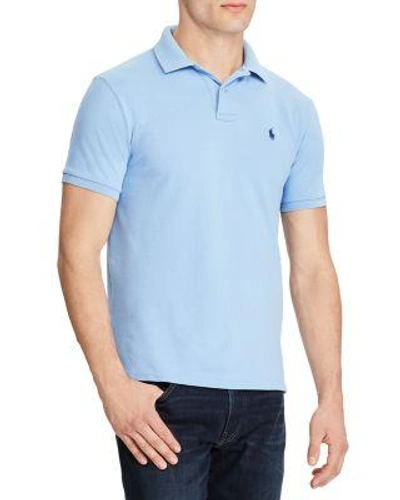 Shop Polo Ralph Lauren Weathered Mesh Custom Slim Fit Polo Shirt In New Harbor Blue