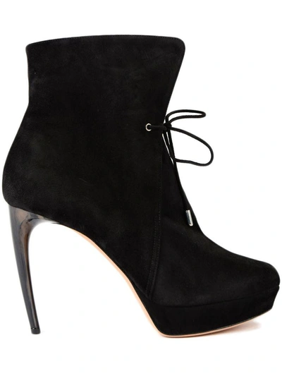 Shop Alexander Mcqueen Horn Heel Boots In Black