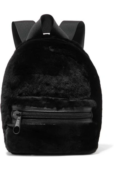 Shop Alexander Wang Primary Medium Leather-trimmed Shearling Backpack