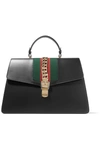GUCCI SYLVIE LARGE CHAIN-EMBELLISHED LEATHER TOTE