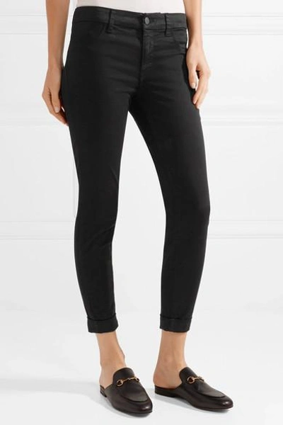 Shop J Brand Anja Stretch-twill Skinny Pants In Black