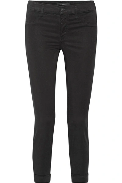 Shop J Brand Anja Stretch-twill Skinny Pants In Black