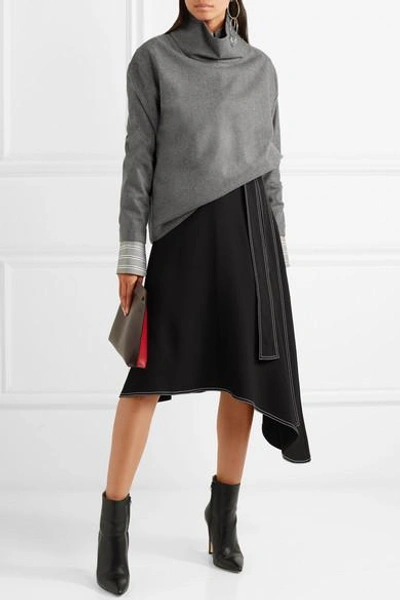 Shop Victoria Victoria Beckham Brushed Wool And Cashmere-blend Top In Gray