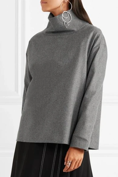 Shop Victoria Victoria Beckham Brushed Wool And Cashmere-blend Top In Gray