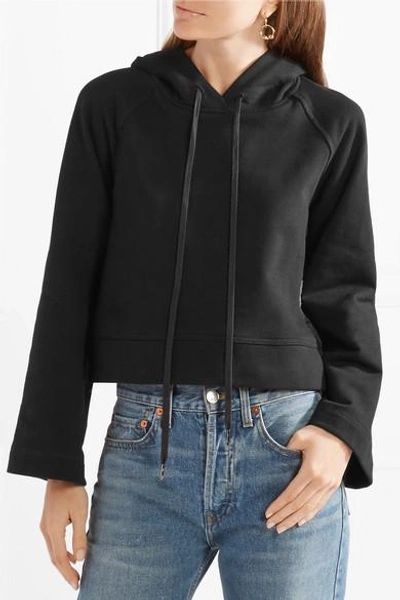 Shop Sea Cotton-jersey And Fil Coupé Chiffon Hooded Top In Black