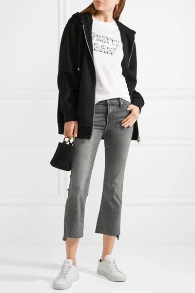 Shop Mother The Insider Crop High-rise Flared Jeans In Gray