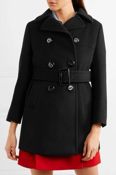 Shop Prada Belted Wool Coat