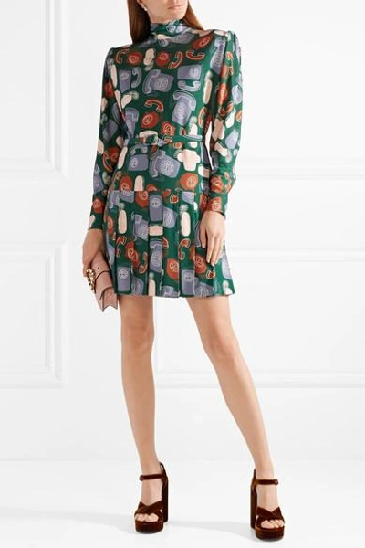 Shop Miu Miu Belted Printed Jersey Mini Dress