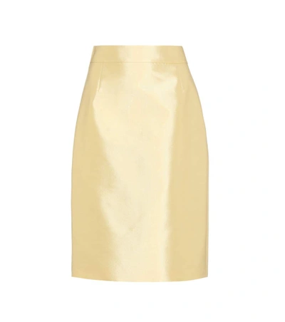Prada Wool And Silk-blend Midi Skirt In Yellow