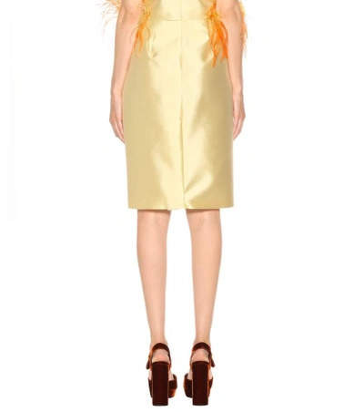 Shop Prada Wool And Silk Satin Skirt In Yellow
