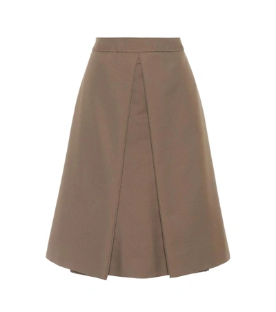 Marni Pleated Twill Skirt In Brown