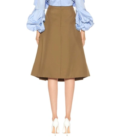 Shop Marni Pleated Twill Skirt In Brown