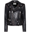 Saint Laurent Printed Leather Biker Jacket In Black