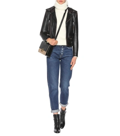 Saint Laurent Black Leather Motorcycle Biker Jacket