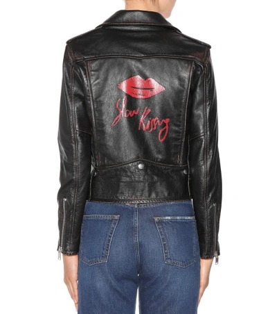 Saint Laurent Black Leather Motorcycle Biker Jacket