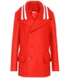 Givenchy Striped-collar Double-breasted Wool-blend Coat In Red