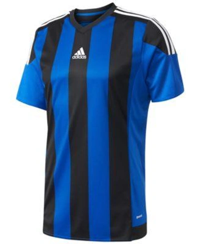 Shop Adidas Originals Adidas Men's Climacool Striped Soccer Jersey In Blue/black