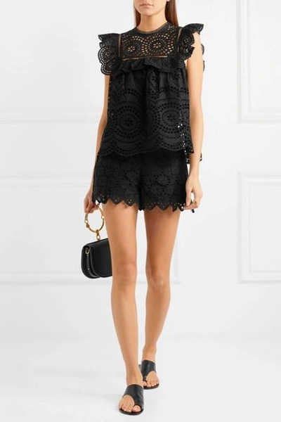 Shop Zimmermann Divinity Wheel Broderie Anglaise Cotton Shorts