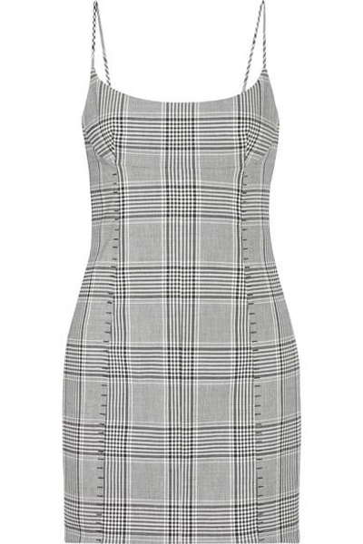 Shop Alexander Wang Checked Woven Mini Dress In Black