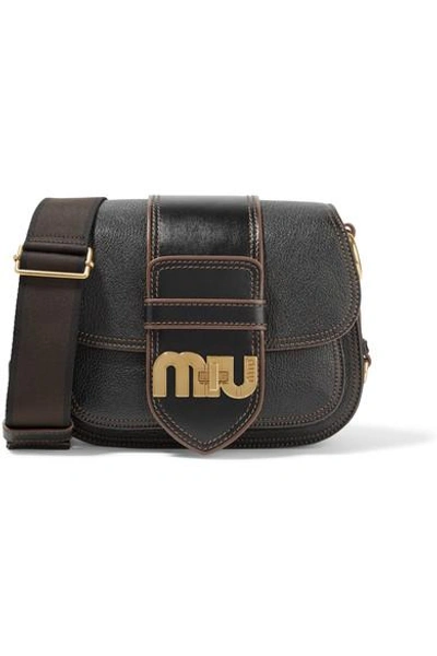 Shop Miu Miu Dahlia Smooth And Textured-leather Shoulder Bag