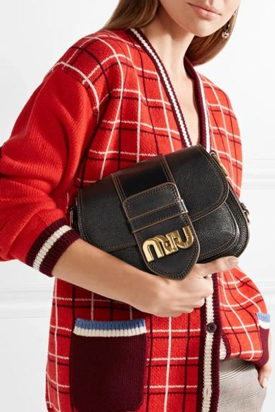Shop Miu Miu Dahlia Smooth And Textured-leather Shoulder Bag