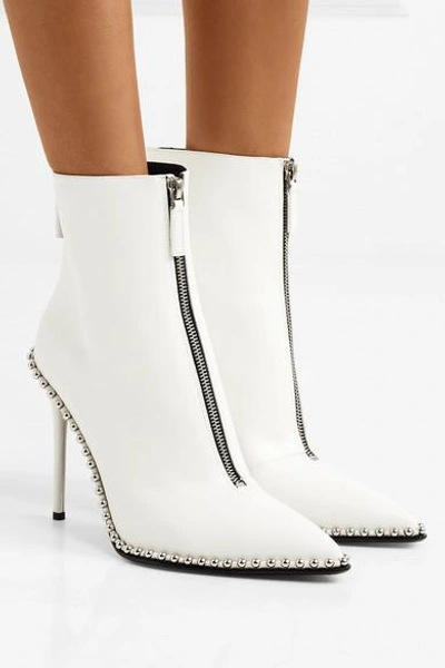 Shop Alexander Wang Eri Embellished Leather Ankle Boots