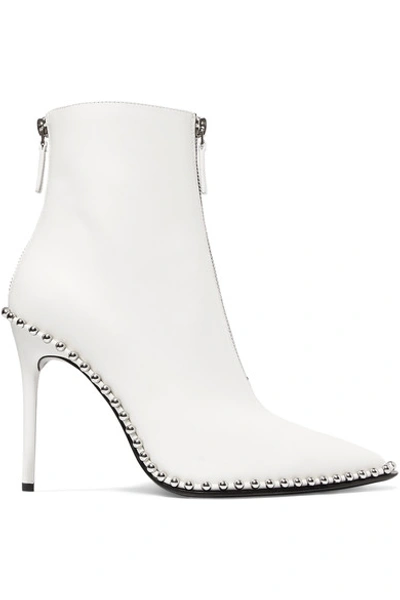 Alexander Wang Eri Embellished Leather Ankle Boots In White