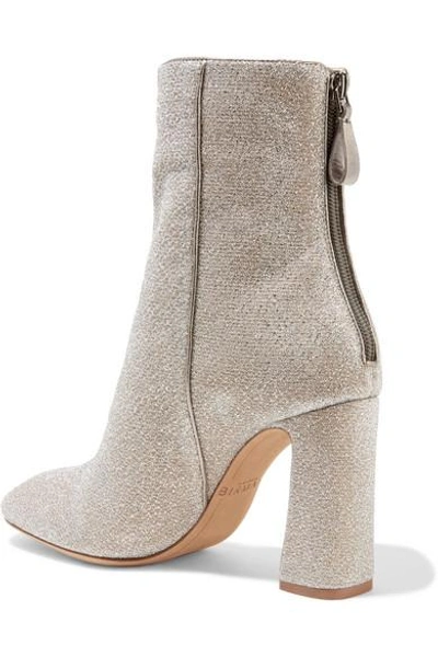 Shop Alexandre Birman Corella Leather-trimmed Metallic Stretch-knit Boots