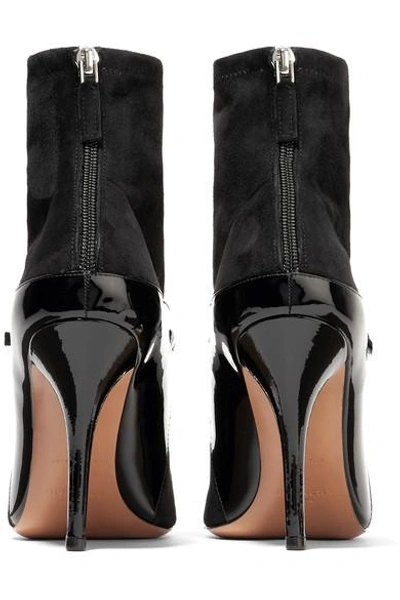 Shop Givenchy New Feminine Patent-leather And Stretch-suede Sock Boots In Black