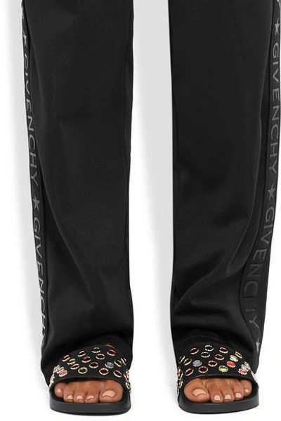 Shop Givenchy Mirror-embellished Suede Slides In Black