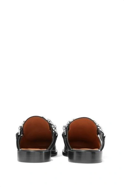 Shop Givenchy Chain-trimmed Leather Slippers In Black