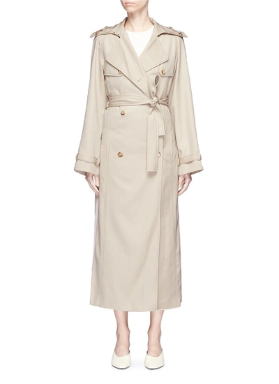 Shop Gabriela Hearst Pleated Back Merino Wool Twill Trench Coat