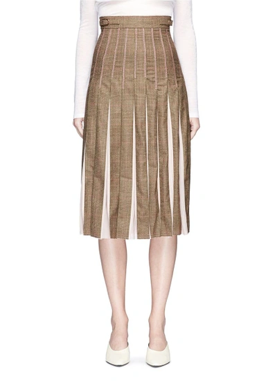 Shop Gabriela Hearst Virgin Wool Check Plaid Crepe Pleated Skirt