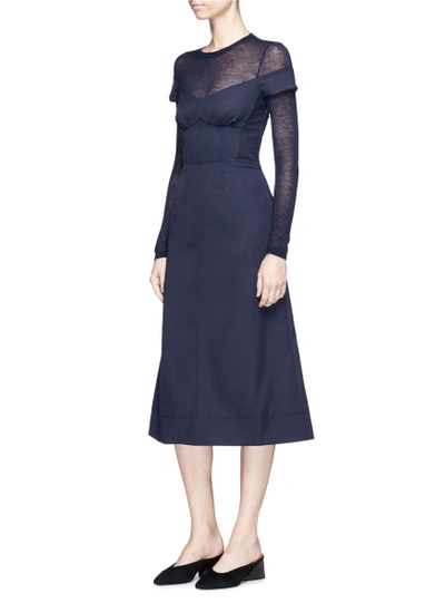 Shop Gabriela Hearst Off-shoulder Mesh Panel Merino Wool Twill Bustier Dress