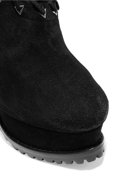 Shop Alaïa Shearling-lined Suede Platform Ankle Boots