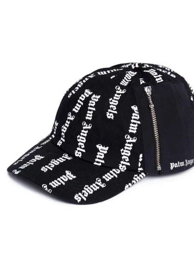 Shop Palm Angels Zip Pocket Logo Print Baseball Cap