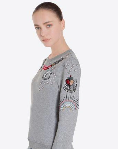 Shop Valentino Embroidered Sweatshirt In Light Grey